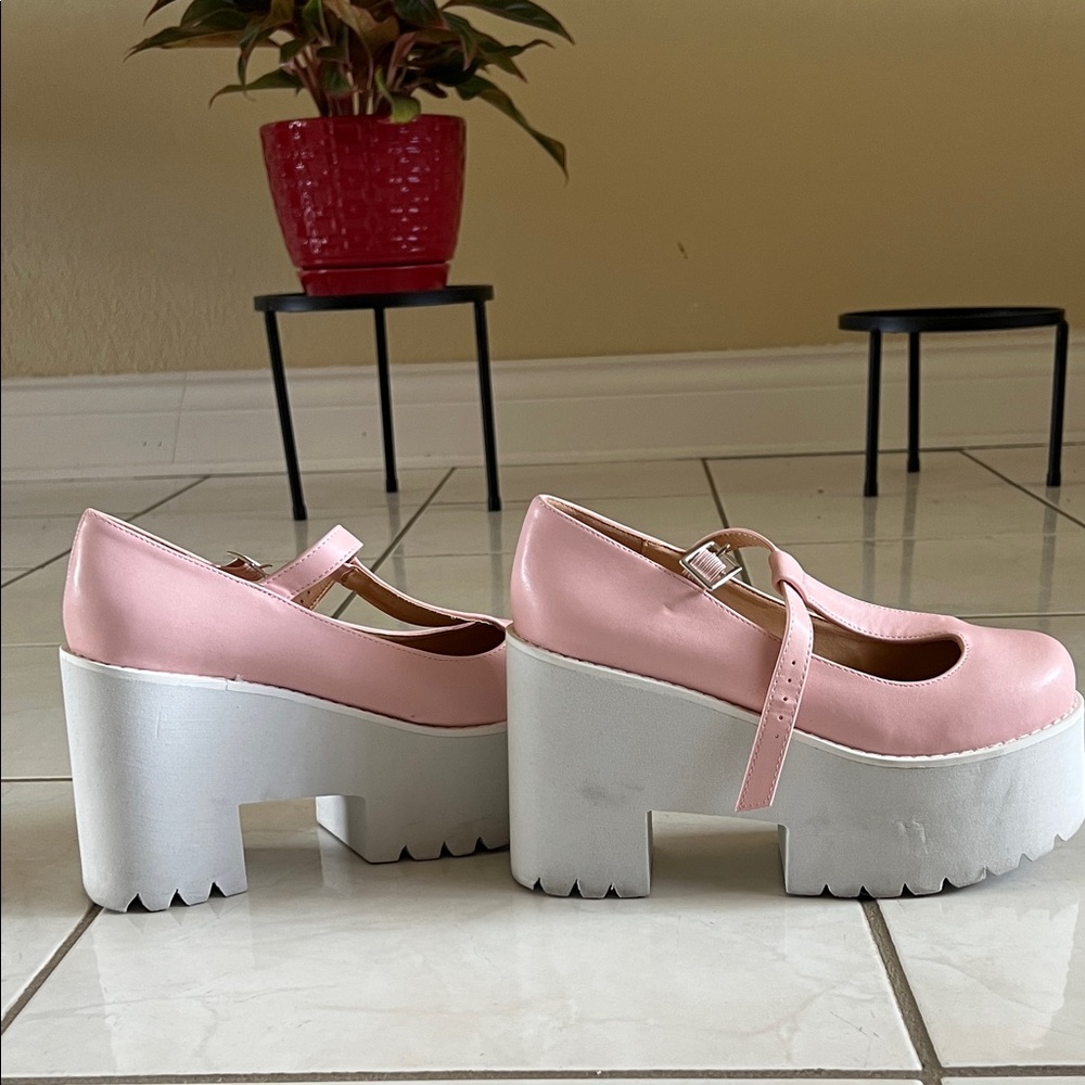 Pink Platform Mary Jane Shoes